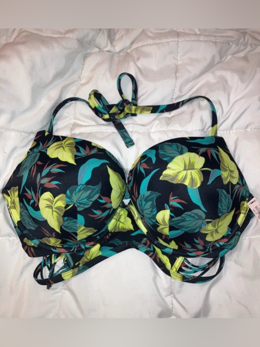 Victoria’s Secret Bikini Top in Black and Green